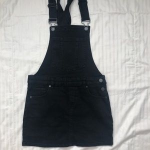 Garage Black Denim Overalls Mini Dress Skirt